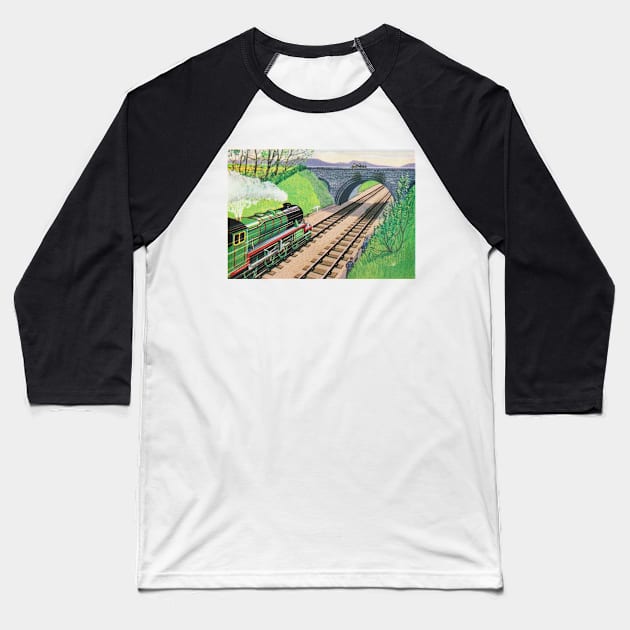 Henry the Green Engine: Henry's Sneeze from The Railway Series Baseball T-Shirt by sleepyhenry